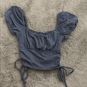 Women's Blue Puff Sleeve Top